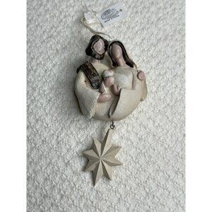 Baby Jesus Mary Joseph Ceramic Christmas Ornament Star Hanging Nativity Religion